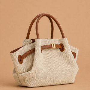 Beige canvas tote bag